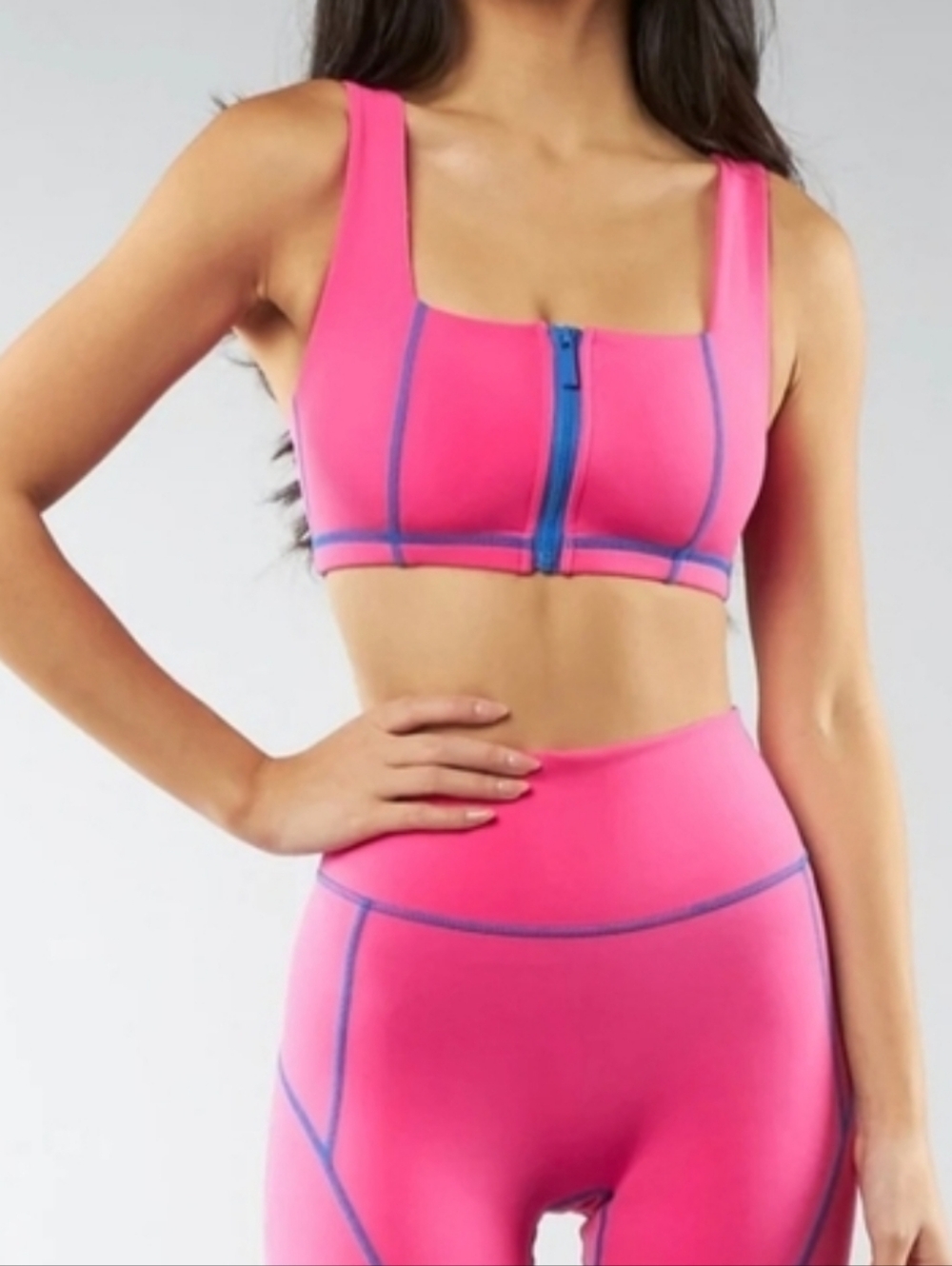 BuffBunny Scuba Front Zip Sports Bra Miami Vice Pink